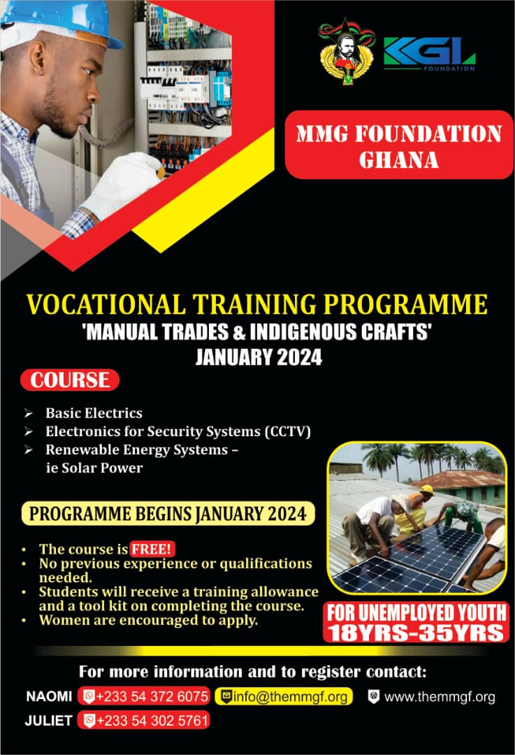 MMG FOUNDATION VOCATIONAL TRAINING PROGRAMME 2024